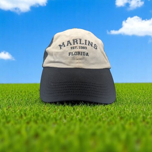 Florida Marlins Est. 1993 Genuine MLB Hat Black & Beige Adjustable Strapback - Picture 1 of 9